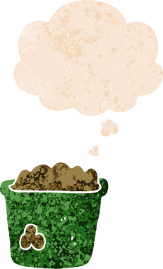 Düşünce baloncuğu ve grunge ile çizgi film tenceresi bir insan tarafından çizilmiş sıkıntılı retro stil