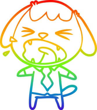 Gökkuşağı gradyan çizgisi bir insan tarafından çizilmiş şirin bir çizgi köpek havlaması.