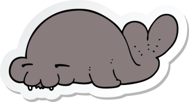 Bir insan tarafından çizilmiş karikatür mührü çıkartması.