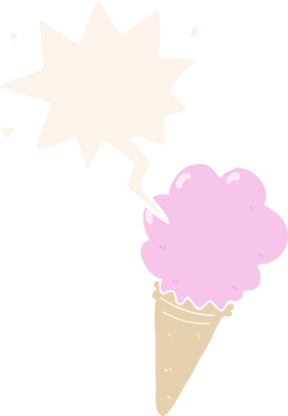 bir insan tarafından çizilmiş, konuşma baloncuklu çizgi film dondurması.