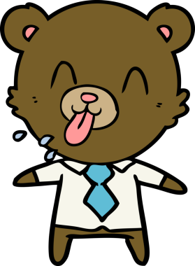 Bir insan tarafından çizilmiş kaba çizgi film ayı patronu.