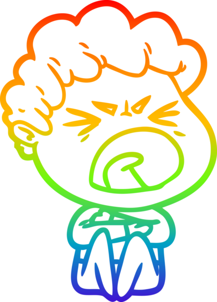 Bir insan tarafından çizilmiş öfkeli bir adamın çizdiği gökkuşağı gradyan çizgisi.