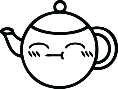 Bir insan tarafından çizilmiş bir çaydanlığın çizgi çizimi