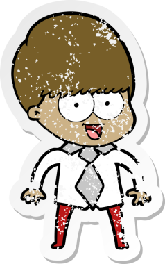 Bir insan tarafından çizilmiş mutlu çizgi film çocuğunun sıkıntılı çıkartması.