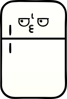 Bir insan tarafından çizilmiş bir buzdolabının gölgelenmiş karikatürü.