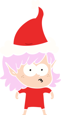 Bir insan tarafından çizilmiş Noel Baba şapkası giymiş bir elf kızının el resmi.