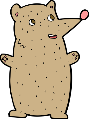 Bir insan tarafından çizilmiş komik çizgi film ayısı.