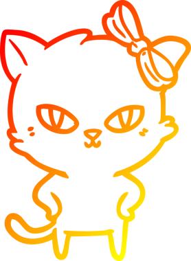 Bir insan tarafından çizilmiş sevimli bir çizgi film kedisinin sıcak çizgi çizgisi.