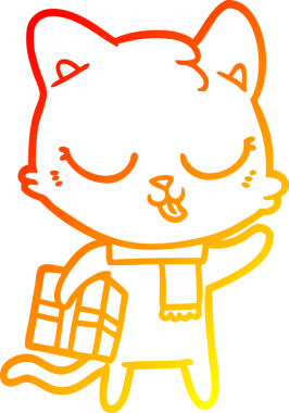 Bir insan tarafından çizilmiş çizgi film kedisinin sıcak çizgi çizimi