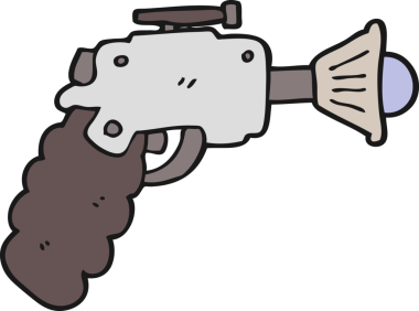 Bir insan tarafından çizilmiş bir ışın tabancası.