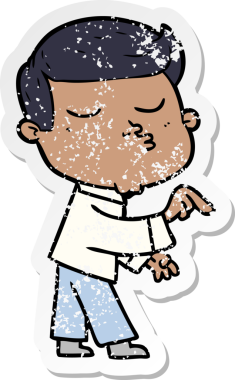 Bir insan tarafından çizilmiş karikatür mankeni adamın sıkıntılı çıkartması.