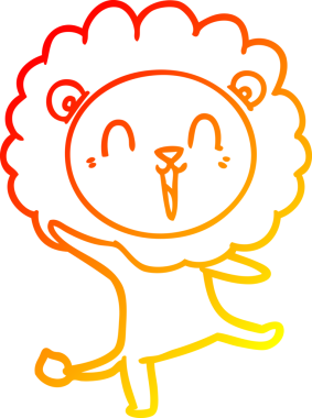 Bir insan tarafından çizilmiş gülen aslan karikatürü.