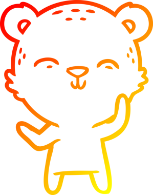 Bir insan tarafından çizilmiş mutlu çizgi film ayısının sıcak çizgi çizimi