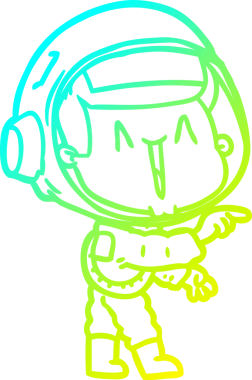 Bir insan tarafından çizilmiş mutlu bir astronotun soğuk çizgi çizimi.