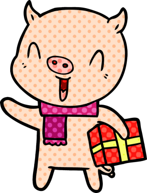 Bir insan tarafından çizilmiş mutlu çizgi film domuzu.