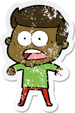 Bir insan tarafından çizilen şok olmuş bir adamın karikatür çıkartması.