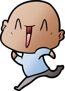 Bir insan tarafından çizilmiş mutlu, kel adam.