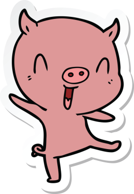 Bir insan tarafından çizilmiş domuz çizgi filminin çıkartması.