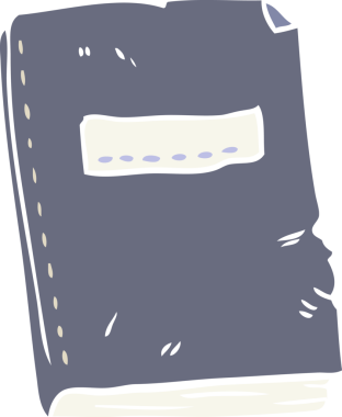 Düz renkli çizgi film, bir insan tarafından çizilmiş eski bir defter.