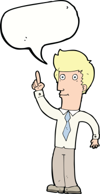 Bir insan tarafından çizilmiş konuşma baloncuğu fikri olan karikatür dostu bir adam.