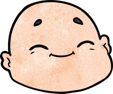 Bir insan tarafından çizilmiş mutlu kel adam çizgi filmi.