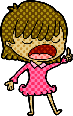 Çizgi filmdeki kadın bir insan tarafından yüksek sesle çizilmiş.