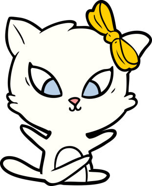 Bir insan tarafından çizilmiş çizgi film kedisi.