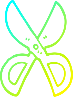 Bir insan tarafından çizilmiş açık makas çizgi çizimi.