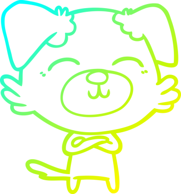 Bir insan tarafından çizilen çizgi film köpeğinin soğuk gradyan çizgisi.