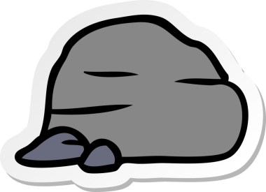 Bir insan tarafından çizilmiş taş ve çakıl taşlarından oluşan el yazısı karikatürü.