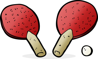 Bir insan tarafından çizilmiş çizgi film masa tenisi sopaları.