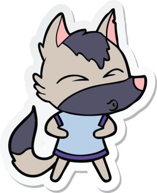 Bir insan tarafından çizilmiş bir kurt çizgi filminin etiketi.