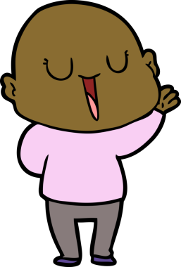 Bir insan tarafından çizilmiş mutlu, kel adam.