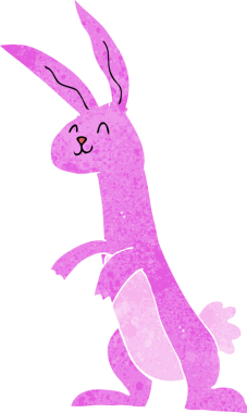 Bir insan tarafından çizilmiş çizgi film tavşanı