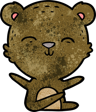 Bir insan tarafından çizilmiş mutlu çizgi film ayısı.