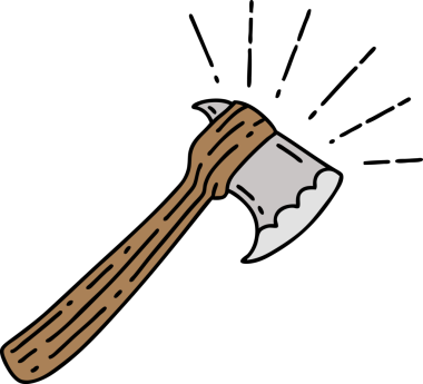 Bir insan tarafından çizilmiş geleneksel dövme stili balta çizimi.