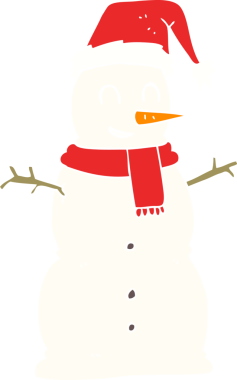 Bir insan tarafından çizilmiş düz renkli kardan adam çizimi