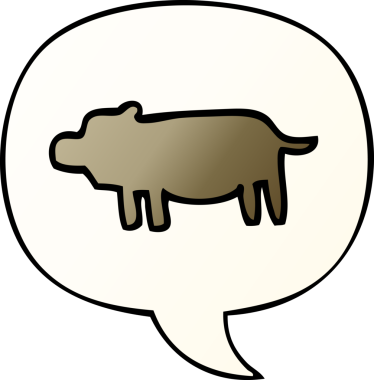 bir insan tarafından çizilmiş, konuşma baloncuklu çizgi film hayvan sembolü.