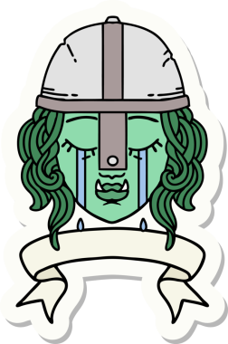 Bir insan tarafından çizilmiş ağlayan bir Ork savaşçı karakterinin çıkartması.