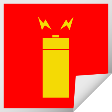 Bir insan tarafından çizilmiş eski bir bataryanın kare soyma etiketi.