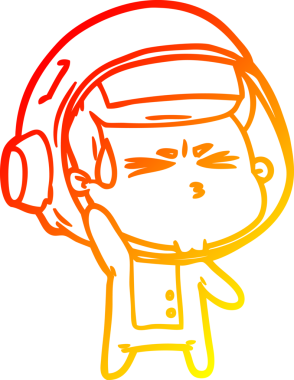 Bir çizgi film karakteri, bir insan tarafından çizilmiş astronot çizimi.