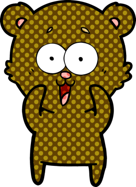 Bir insan tarafından çizilmiş gülen oyuncak ayı çizgi filmi.