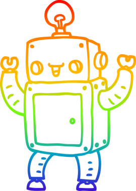 gökkuşağı gradyan çizgi çizimi bir insan tarafından çizilmiş mutlu robot