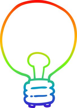 gökkuşağı gradyan çizgi çizimi bir insan tarafından çizilmiş bir ampul