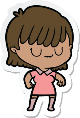 Bir insan tarafından çizilmiş bir karikatür kadının çıkartması.