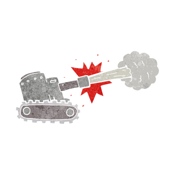 cartoon firing tank drawn by a human