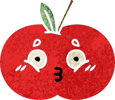 Bir insan tarafından çizilmiş kırmızı elmanın retro çizim tarzı karikatürü