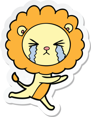 Bir insan tarafından çizilmiş ağlayan bir aslanın çıkartması.