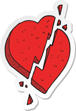 Bir insan tarafından çizilmiş kırık kalp sembolünün çıkartması.