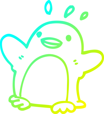 Soğuk gradyan çizgisi bir insan tarafından çizilmiş bir karikatür noel pengueni.